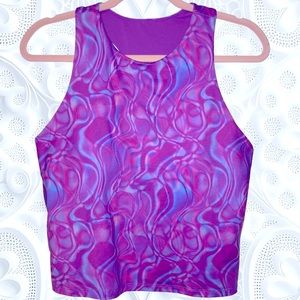 Fabletics Active Tank Purple Swirl Crop